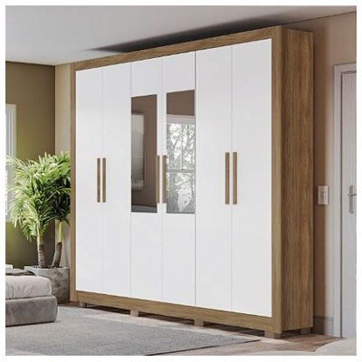 Guarda Roupa casal 6 Portas com 3 gavetas e Espelhos Kappesberg Cod 322.447 Guarda Roupa casal 6 Portas com 3 gavetas e Espelhos Kappesberg Cod 322.447